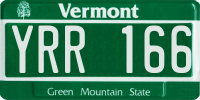 VT license plate YRR166