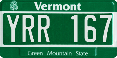 VT license plate YRR167
