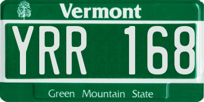 VT license plate YRR168