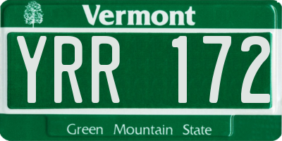 VT license plate YRR172