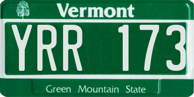 VT license plate YRR173