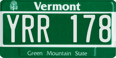 VT license plate YRR178