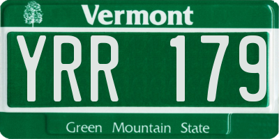 VT license plate YRR179