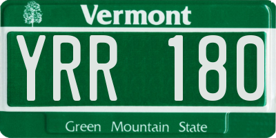 VT license plate YRR180