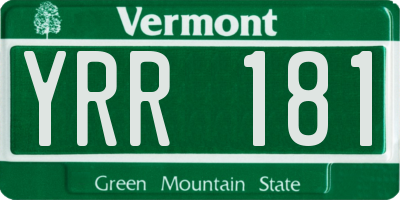 VT license plate YRR181