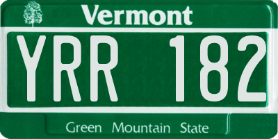 VT license plate YRR182