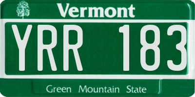 VT license plate YRR183