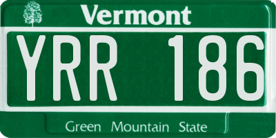VT license plate YRR186