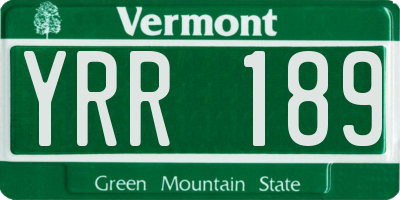 VT license plate YRR189