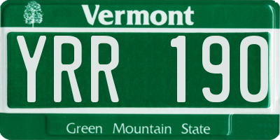 VT license plate YRR190