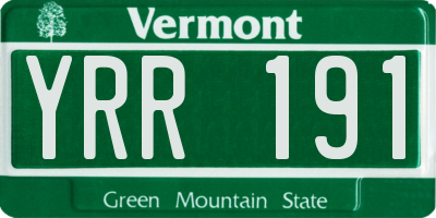 VT license plate YRR191