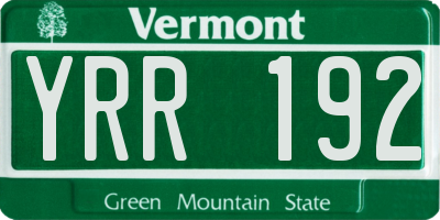 VT license plate YRR192