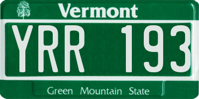 VT license plate YRR193