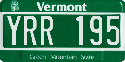 VT license plate YRR195