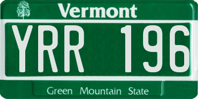 VT license plate YRR196