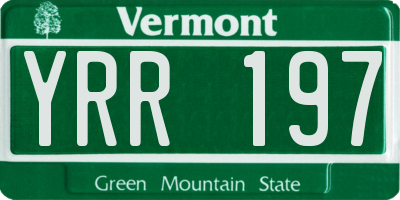 VT license plate YRR197