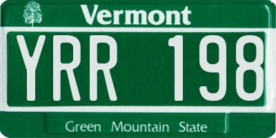 VT license plate YRR198