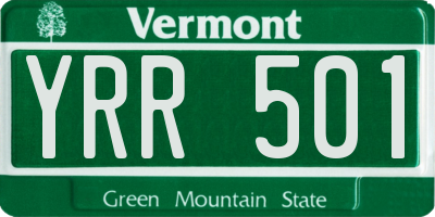 VT license plate YRR501
