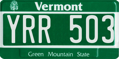 VT license plate YRR503