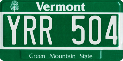 VT license plate YRR504