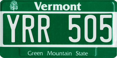 VT license plate YRR505