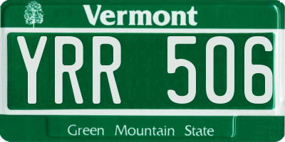 VT license plate YRR506