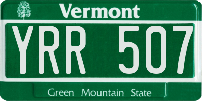 VT license plate YRR507