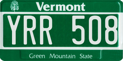 VT license plate YRR508