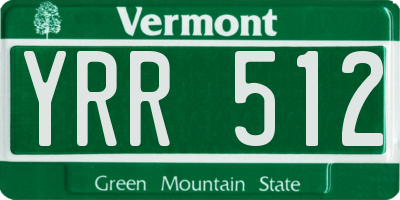VT license plate YRR512