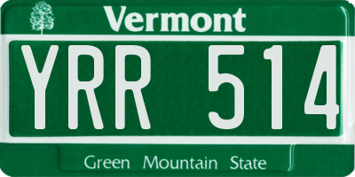 VT license plate YRR514