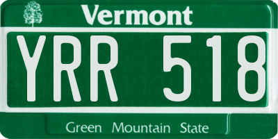 VT license plate YRR518