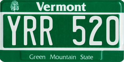 VT license plate YRR520