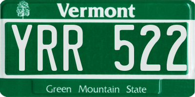 VT license plate YRR522