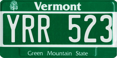 VT license plate YRR523
