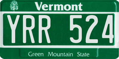 VT license plate YRR524