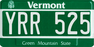 VT license plate YRR525