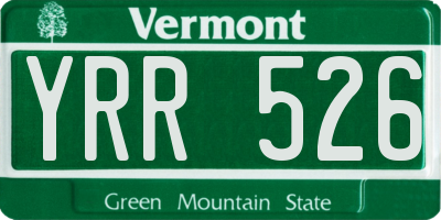 VT license plate YRR526
