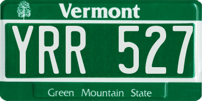 VT license plate YRR527