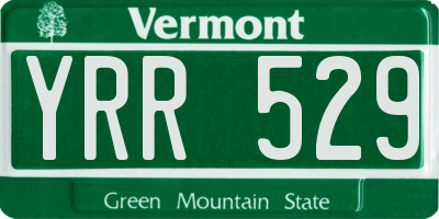 VT license plate YRR529