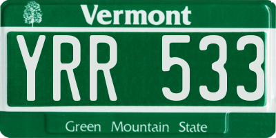 VT license plate YRR533