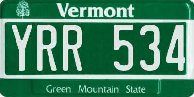 VT license plate YRR534