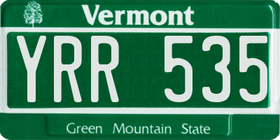 VT license plate YRR535