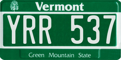 VT license plate YRR537