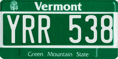VT license plate YRR538
