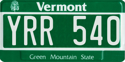 VT license plate YRR540