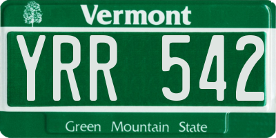 VT license plate YRR542