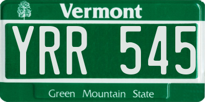 VT license plate YRR545