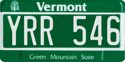 VT license plate YRR546