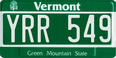 VT license plate YRR549