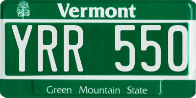 VT license plate YRR550